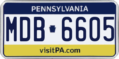 PA license plate MDB6605