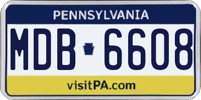 PA license plate MDB6608