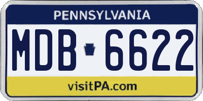 PA license plate MDB6622