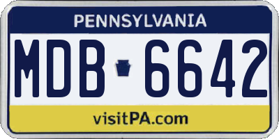 PA license plate MDB6642