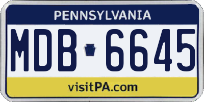 PA license plate MDB6645