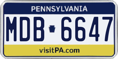 PA license plate MDB6647