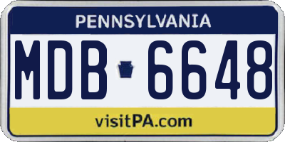 PA license plate MDB6648