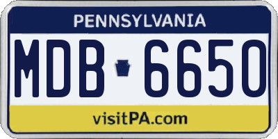 PA license plate MDB6650
