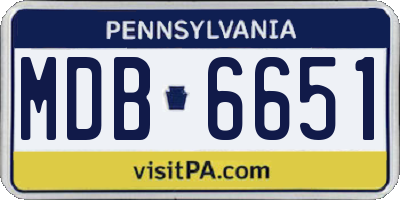 PA license plate MDB6651