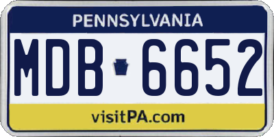 PA license plate MDB6652