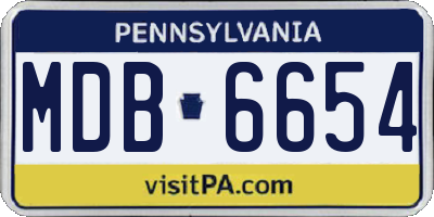 PA license plate MDB6654