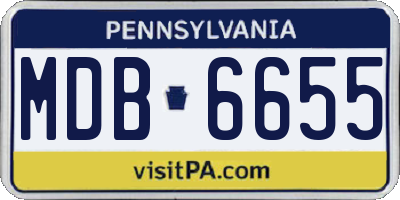 PA license plate MDB6655