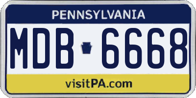 PA license plate MDB6668