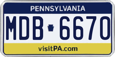 PA license plate MDB6670