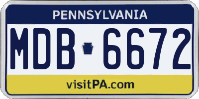 PA license plate MDB6672