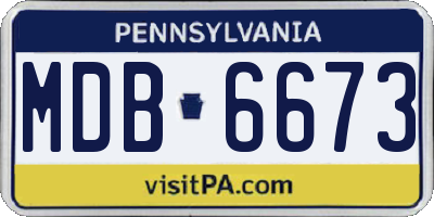 PA license plate MDB6673