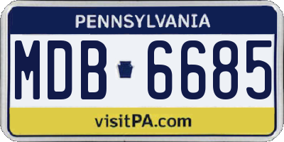 PA license plate MDB6685