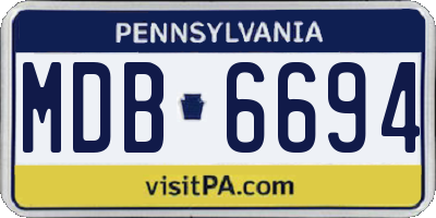 PA license plate MDB6694