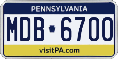 PA license plate MDB6700