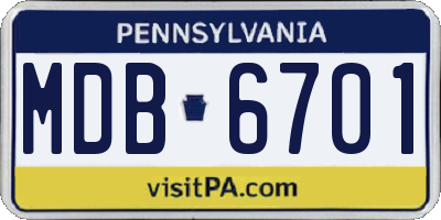 PA license plate MDB6701