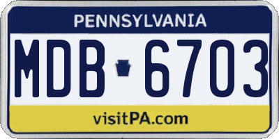 PA license plate MDB6703