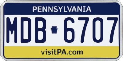PA license plate MDB6707