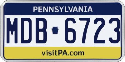 PA license plate MDB6723