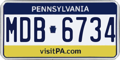 PA license plate MDB6734