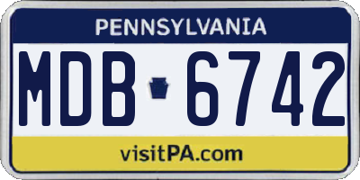PA license plate MDB6742