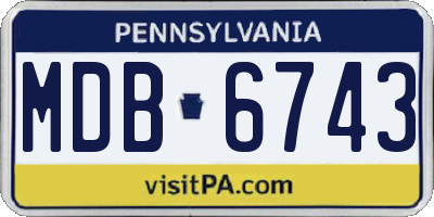 PA license plate MDB6743