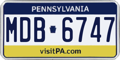 PA license plate MDB6747