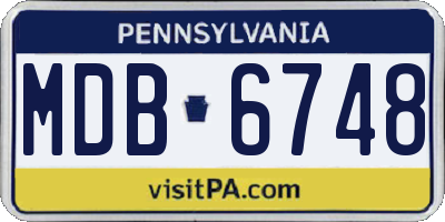 PA license plate MDB6748