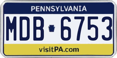 PA license plate MDB6753