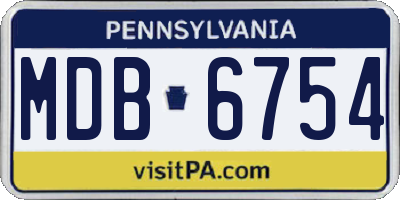 PA license plate MDB6754