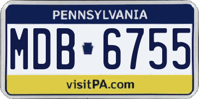 PA license plate MDB6755