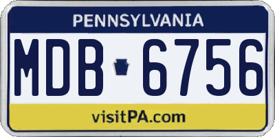 PA license plate MDB6756