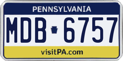 PA license plate MDB6757