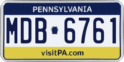 PA license plate MDB6761