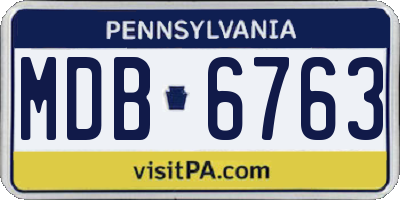 PA license plate MDB6763