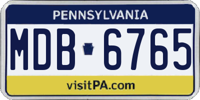 PA license plate MDB6765