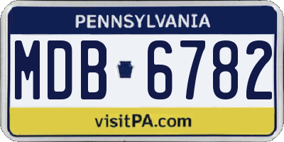PA license plate MDB6782