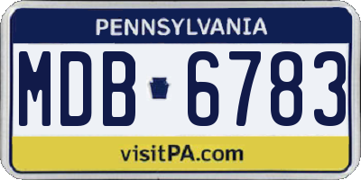 PA license plate MDB6783