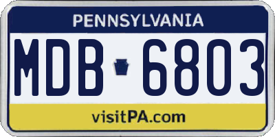PA license plate MDB6803