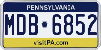 PA license plate MDB6852