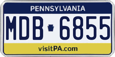 PA license plate MDB6855