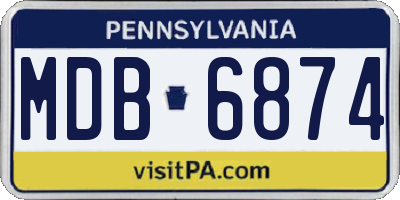PA license plate MDB6874