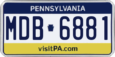 PA license plate MDB6881