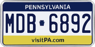 PA license plate MDB6892