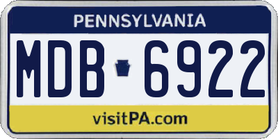 PA license plate MDB6922