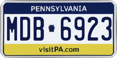 PA license plate MDB6923