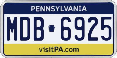 PA license plate MDB6925
