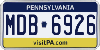 PA license plate MDB6926