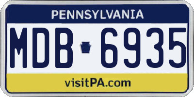 PA license plate MDB6935