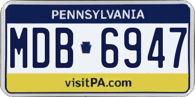 PA license plate MDB6947